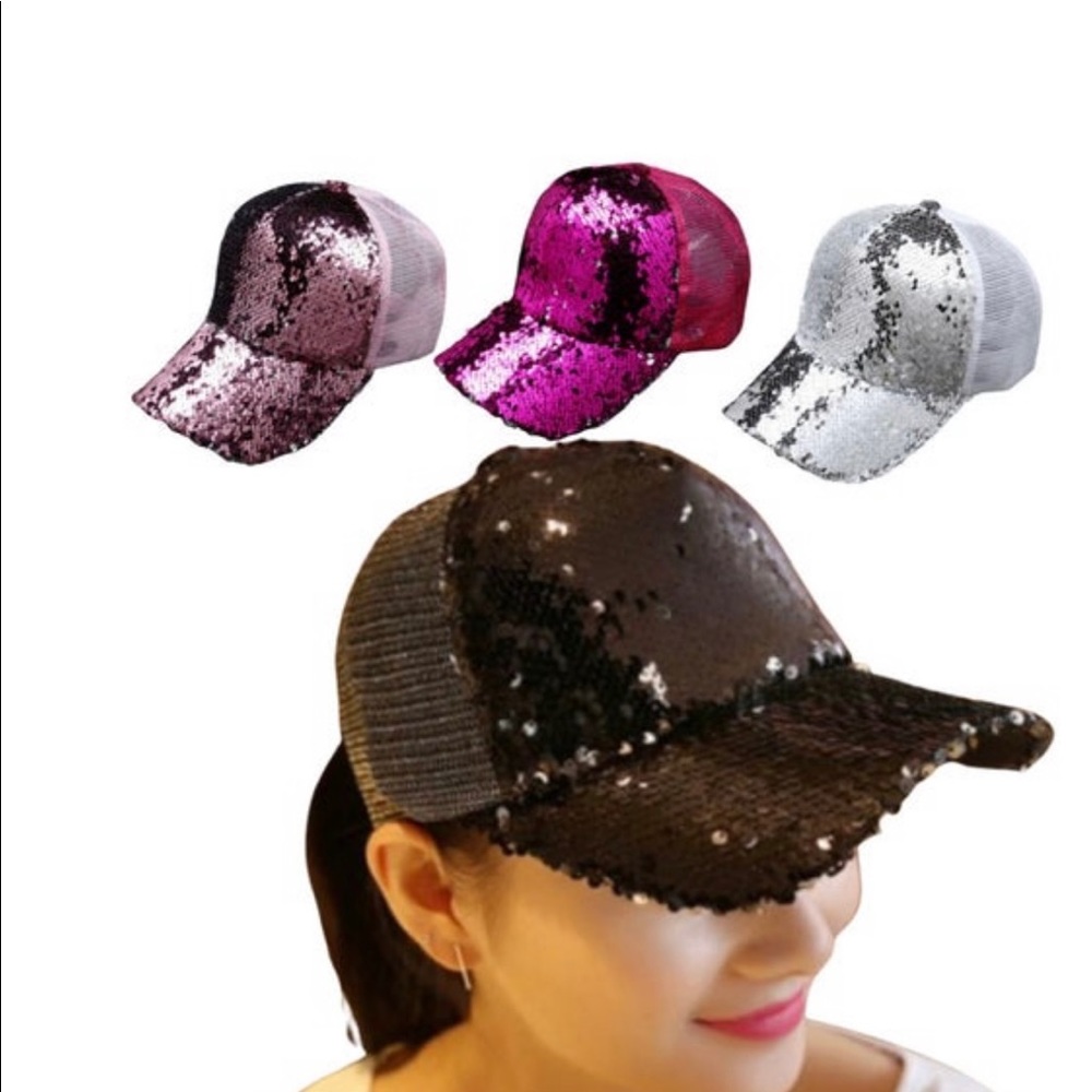 (Set of 3) Flip Sequin Baseball Cap Mermaid sequin